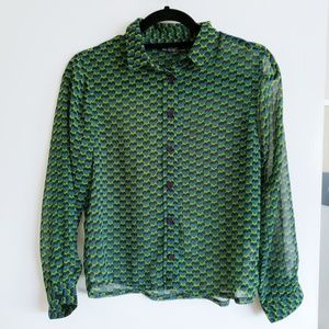 TOPSHOP heart print button down shirt blouse